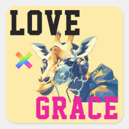 Pegatina Cuadrada LOVE × GIRAFFE - Custom
