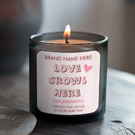 Pegatina Cuadrada Love Grows Here | Valentine's Day Candle Labels 
