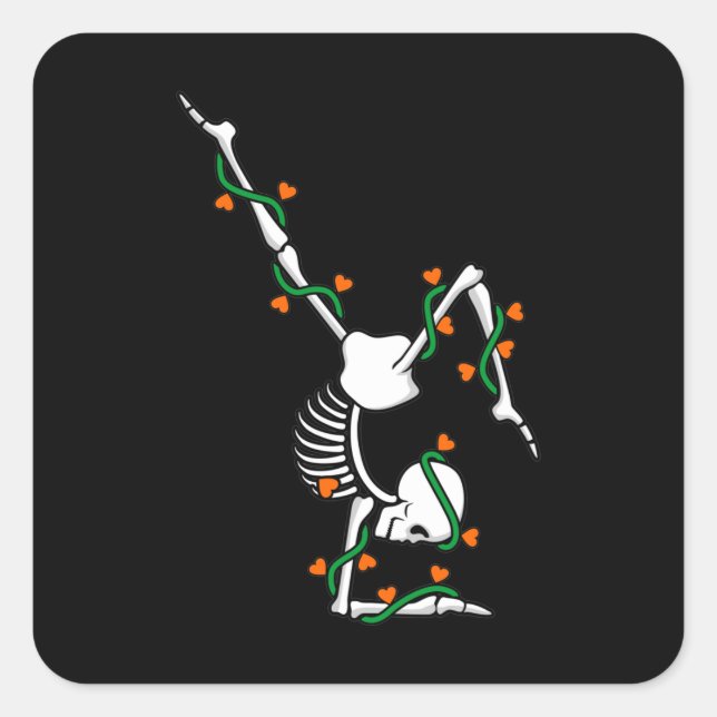 Pegatina Cuadrada Love Gymnastics Skeleton Gymnast Gymnastic Lover G (Anverso)