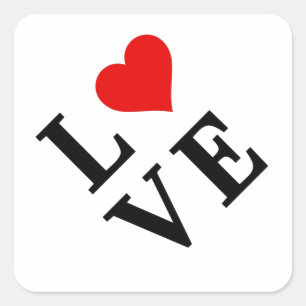 Pegatina Cuadrada LOVE Heart Classic Simple Elegante