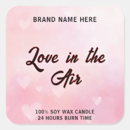 Pegatina Cuadrada Love in the Air Candle – Custom Romantic Label
