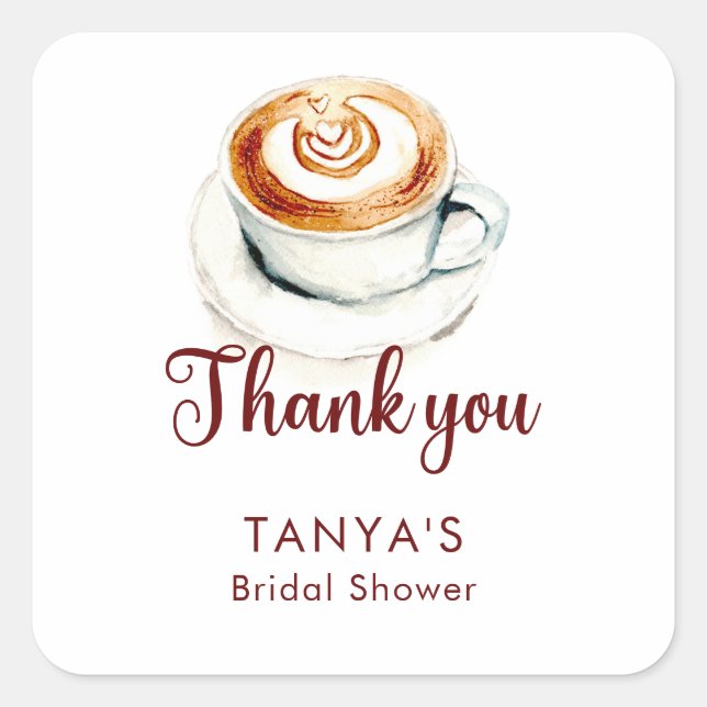 Pegatina Cuadrada Love is Brewing Latte Despedida de Soltera Persona (Anverso)