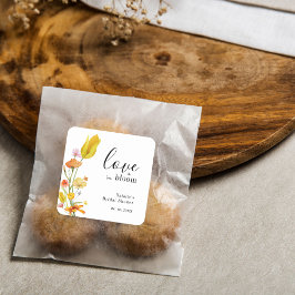 Pegatina Cuadrada Love is in Bloom Spring Wildflower Bridal Shower