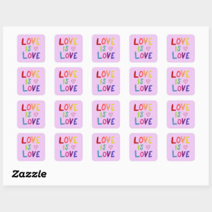 Pegatina Cuadrada LOVE IS LOVE Rainbow Handlettering Set de