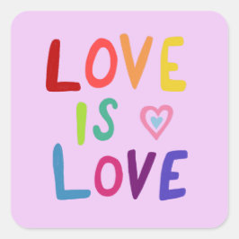 Pegatina Cuadrada LOVE IS LOVE Rainbow Handlettering Set de