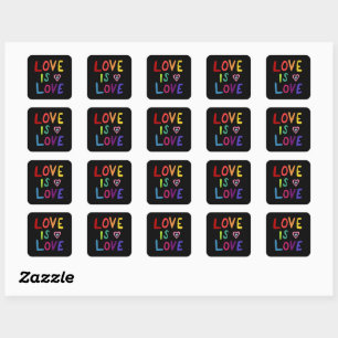 Pegatina Cuadrada LOVE IS LOVE Rainbow Handlettering Set de
