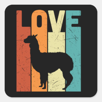 Pegatina Cuadrada Love Llama Alpaca