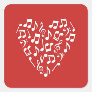 Pegatina Cuadrada Love Music Heart of Music Notes