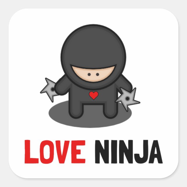 Pegatina Cuadrada Love Ninja (Anverso)