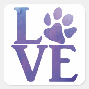 Pegatina Cuadrada Love Paw Classic Purple