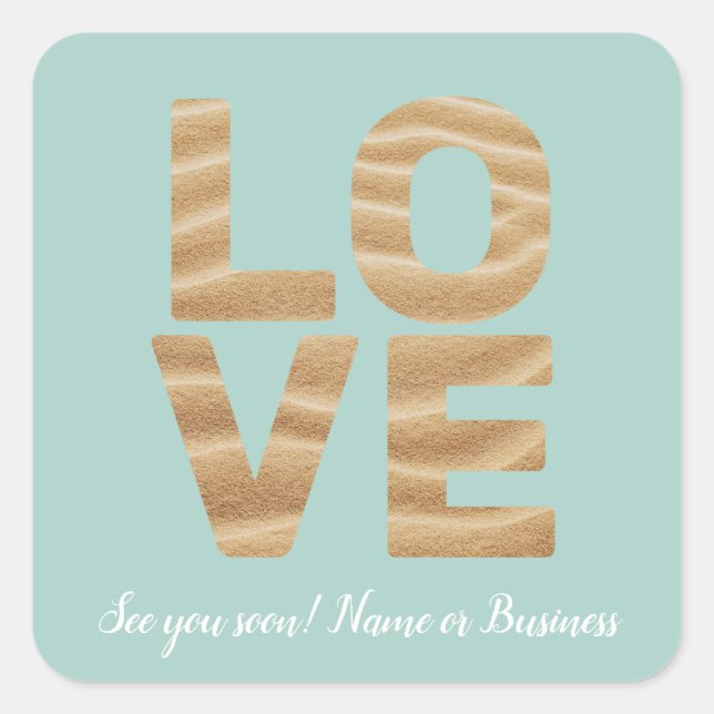 Pegatina Cuadrada LOVE Personalizable Temático de San Valentín (Anverso)