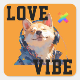 Pegatina Cuadrada LOVE × SHIBA - Custom