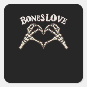 Pegatina Cuadrada Love Skeleton Hand Classic
