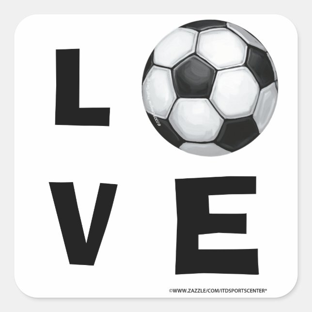 Pegatina Cuadrada LOVE Soccer Ball (Anverso)
