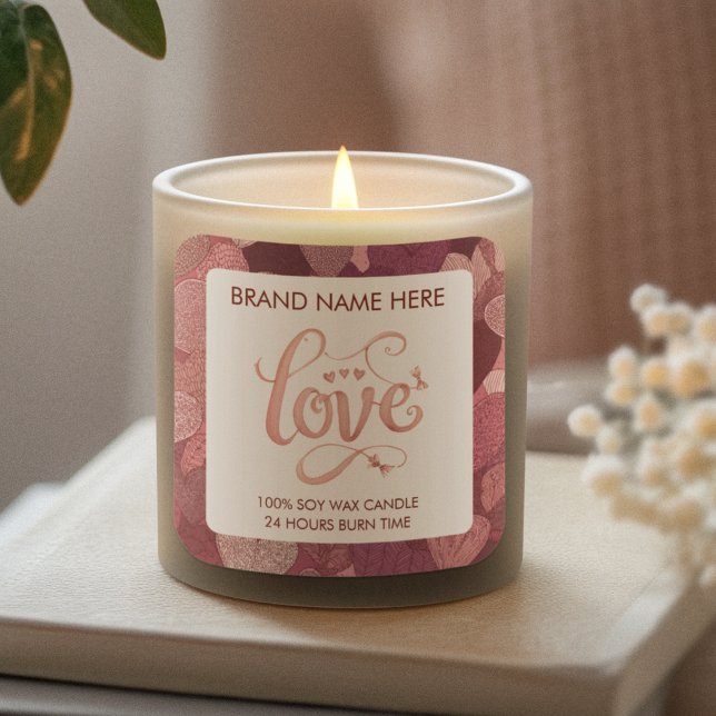 Pegatina Cuadrada Love Valentine’s Day Candle Label (Subido por el creador)