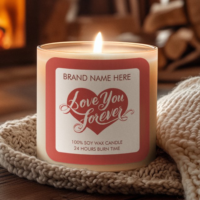 Pegatina Cuadrada Love You Forever Valentine’s Day Candle Label (Subido por el creador)
