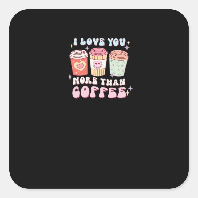 Pegatina Cuadrada Love You More Minimal Design  (Anverso)