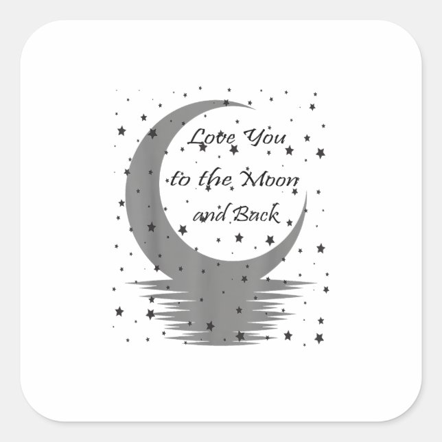 Pegatina Cuadrada Love You To The Moon And Back Heartfelt Minimal De (Anverso)