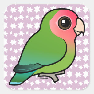 Pegatina Cuadrada Lovebird Atractivo-hecho frente
