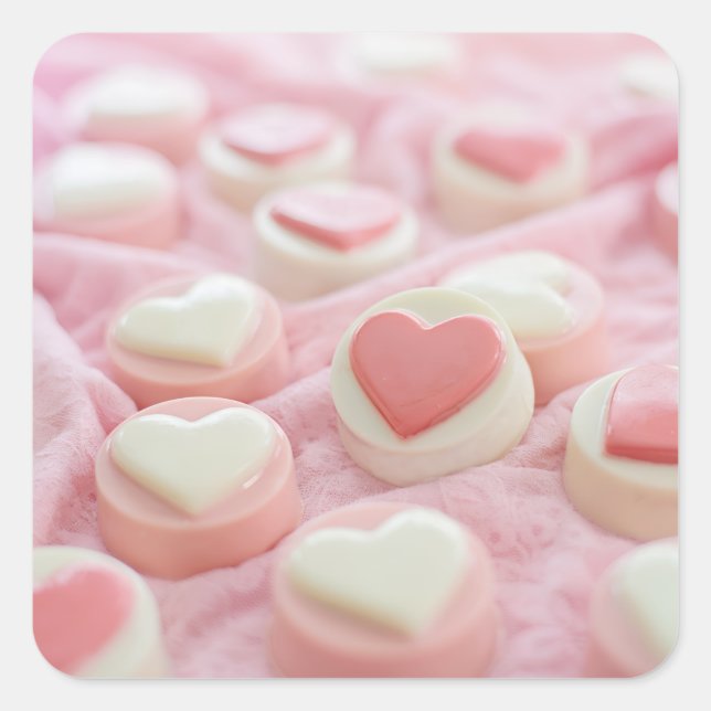 Pegatina Cuadrada lovely pink  (Anverso)