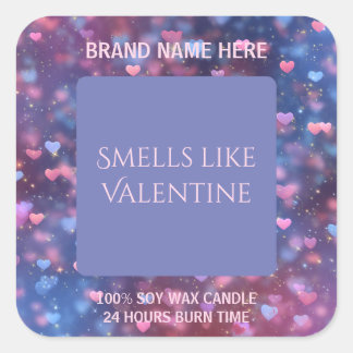 Pegatina Cuadrada Lovely Valentine Candle Label Editable Design