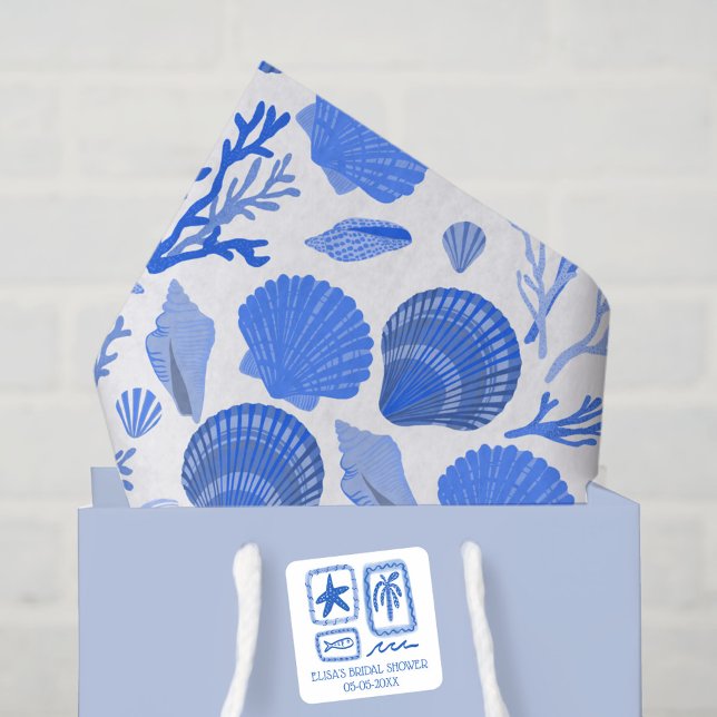 Pegatina Cuadrada LoveNotes from Sea Cute Beach PERSONALIZADO Bridal (LoveNotes from Sea Cute Beach CUSTOM Bridal Shower Square Sticker
)