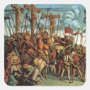 Pegatina Cuadrada Luca Signorelli - La Crucifixión