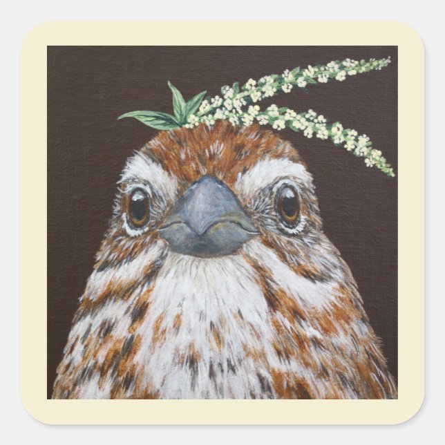 Pegatina Cuadrada Lucas, los pegatinas del gorrión (Anverso)