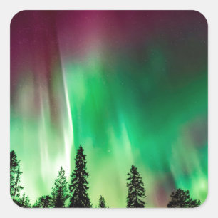 Pegatina Cuadrada Luces boreales de Aurora