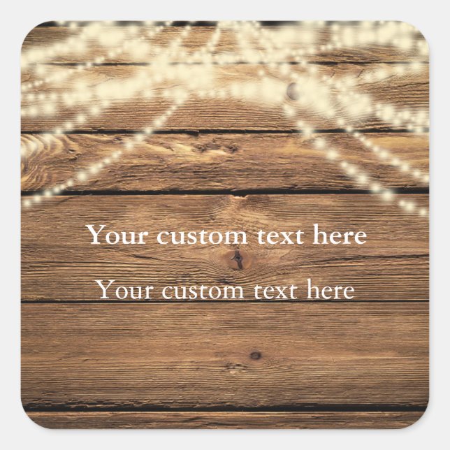 Pegatina Cuadrada Luces de cuerdas sobre el elegante favorito Pegati (Anverso)