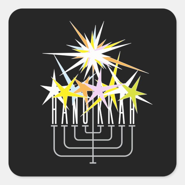 Pegatina Cuadrada Luces de Hanukkah (Anverso)