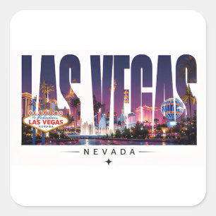 Pegatina Cuadrada 🎰 Luces de la Franja de Las Vegas 🎰