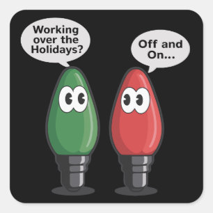 Pegatina Cuadrada Luces de Navidad Broma Bombilla Funcionando Apagad