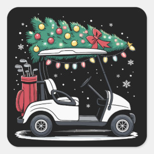 Pegatina Cuadrada Luces de Navidad para Carrito de Golf Árbol de Nav