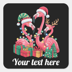 Pegatina Cuadrada Luces de Navidad Personalizadas de Palma de Navida