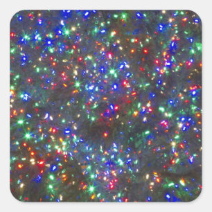 Pegatina Cuadrada Luces de Navidad, Portland, Oregon