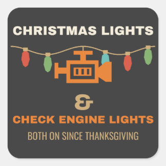 Pegatina Cuadrada Luces de Navidad y luces de Check Engine, divertid
