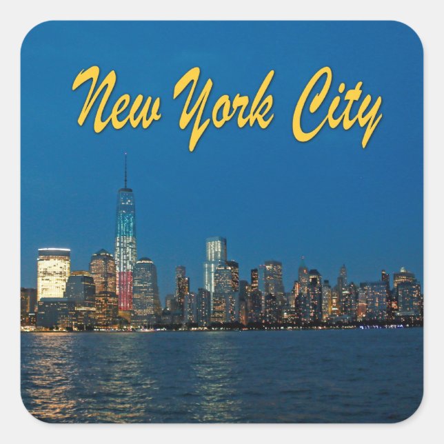 Pegatina Cuadrada Luces de Nueva York (Anverso)