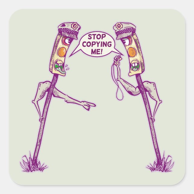 Pegatina Cuadrada Luces de tráfico divertidos (Anverso)