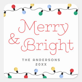 Pegatina Cuadrada Luces festivas de Navidades coloridos y vivos