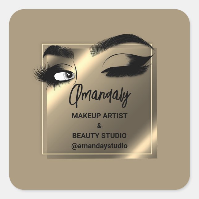 Pegatina Cuadrada Luces Limpiador maquillaje Salón De Belleza Gracia (Anverso)