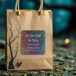 Pegatina Cuadrada Luces Mágicas de Hadas Bosque Encantado Boda