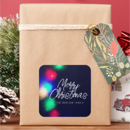Pegatina Cuadrada Luces navideñas de Feliz