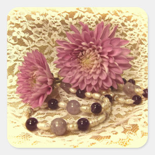 Pegatina Cuadrada Luces, perlas y Mamáes