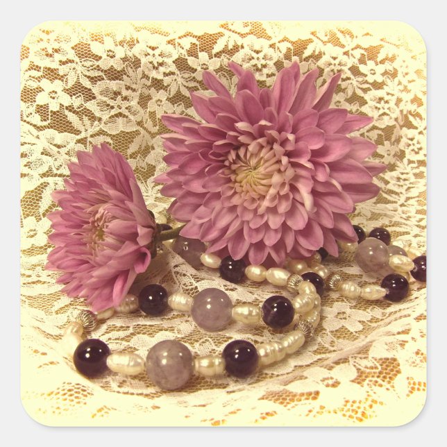 Pegatina Cuadrada Luces, perlas y Mamáes (Anverso)