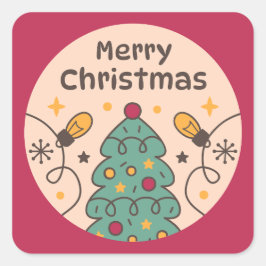 Pegatina Cuadrada Luces y la navidad de los arboles