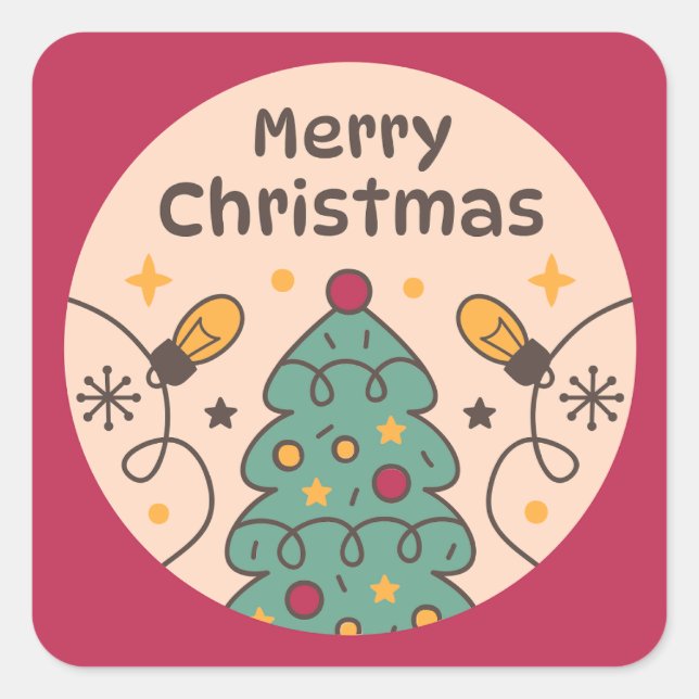 Pegatina Cuadrada Luces y la navidad de los arboles (Anverso)