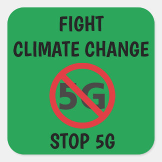 Pegatina Cuadrada Lucha contra el cambio climático, alto a 5G