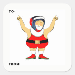 Pegatina Cuadrada Lucha contra las etiquetas de regalo de Navidad
