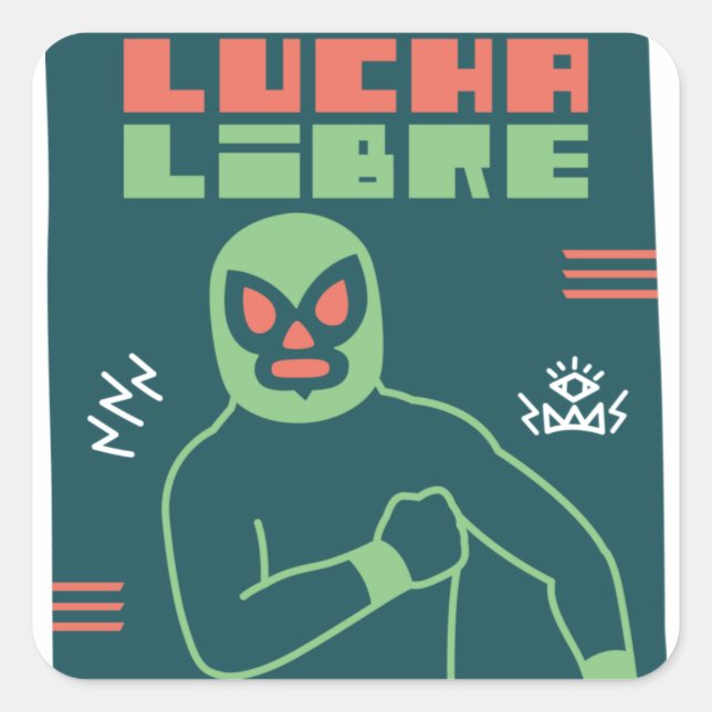 PEGATINA CUADRADA LUCHA LIBRE#120 (Anverso)